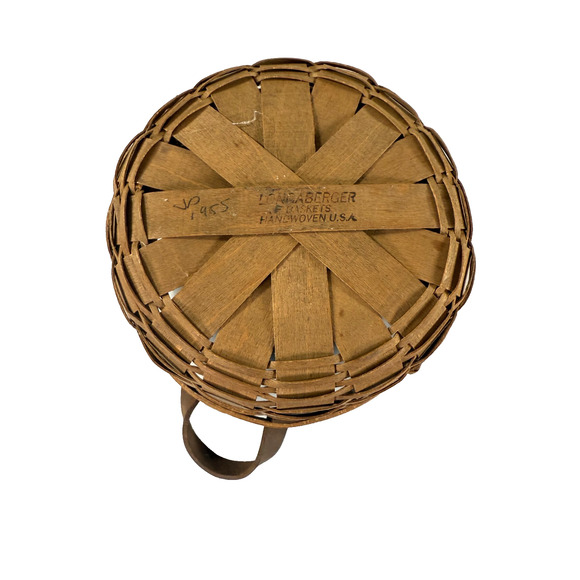 1985 Longberger Button Basket w/Divided Divider & Botanical Fields Liner Vintage - Picture 4 of 4